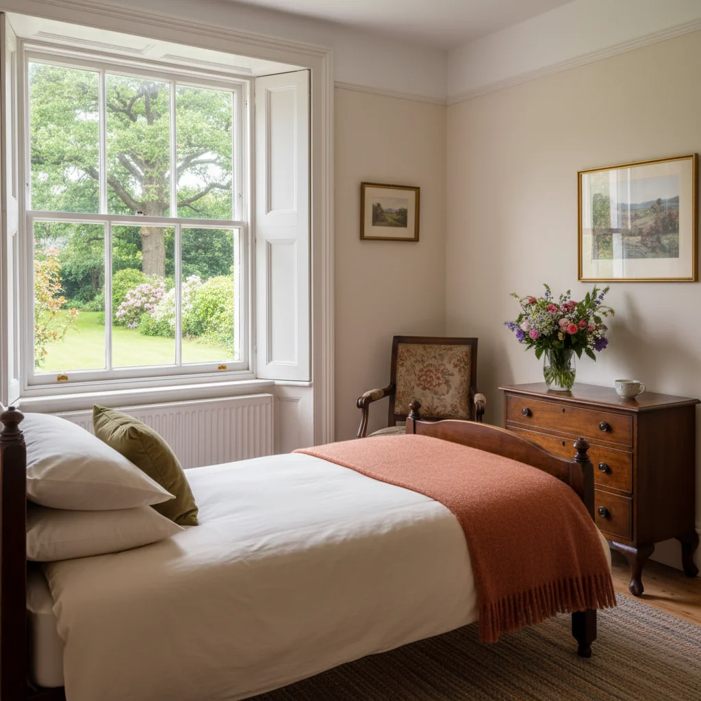 A resident's room at Beechwood Place with garden light