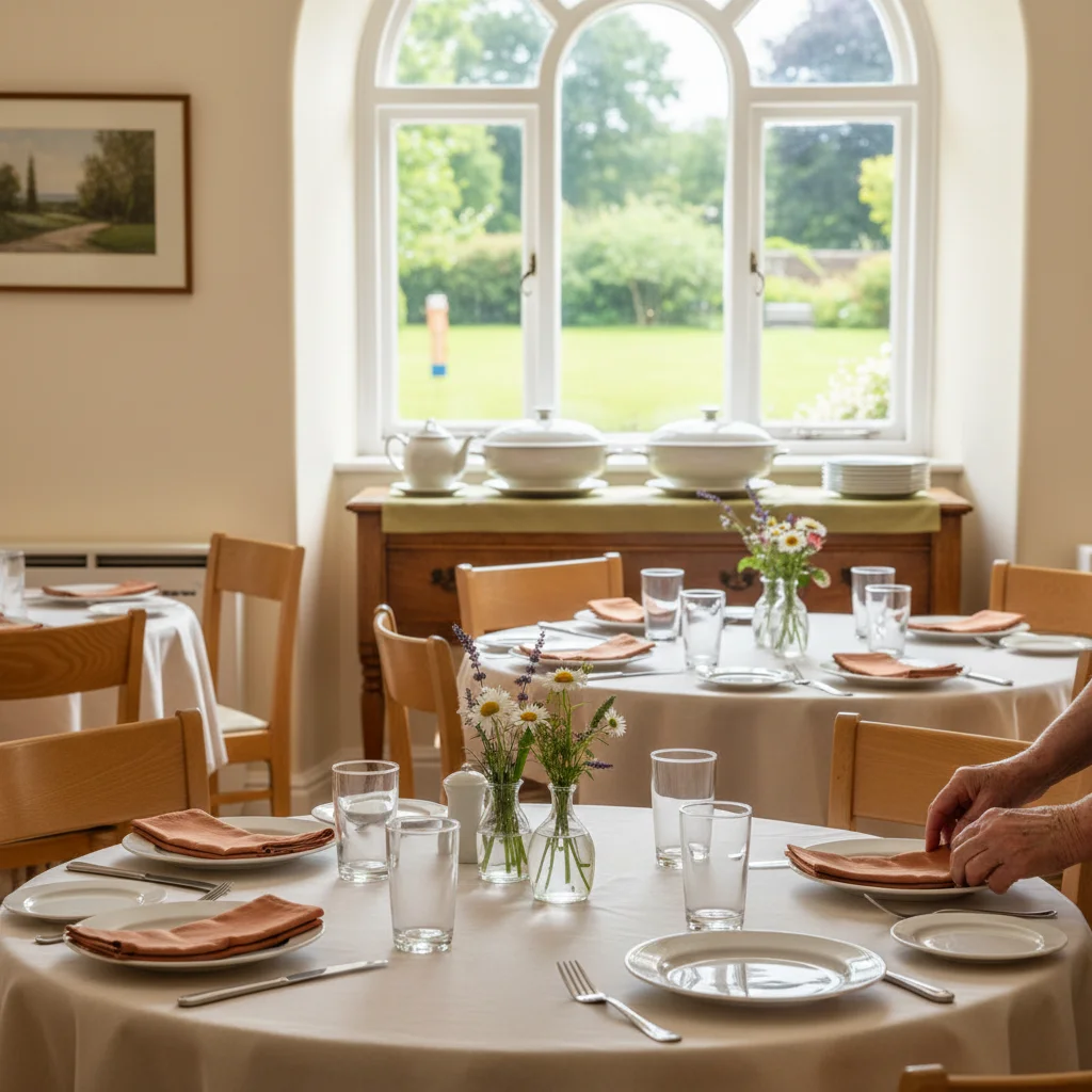 The dining room at Beechwood Place set for lunch